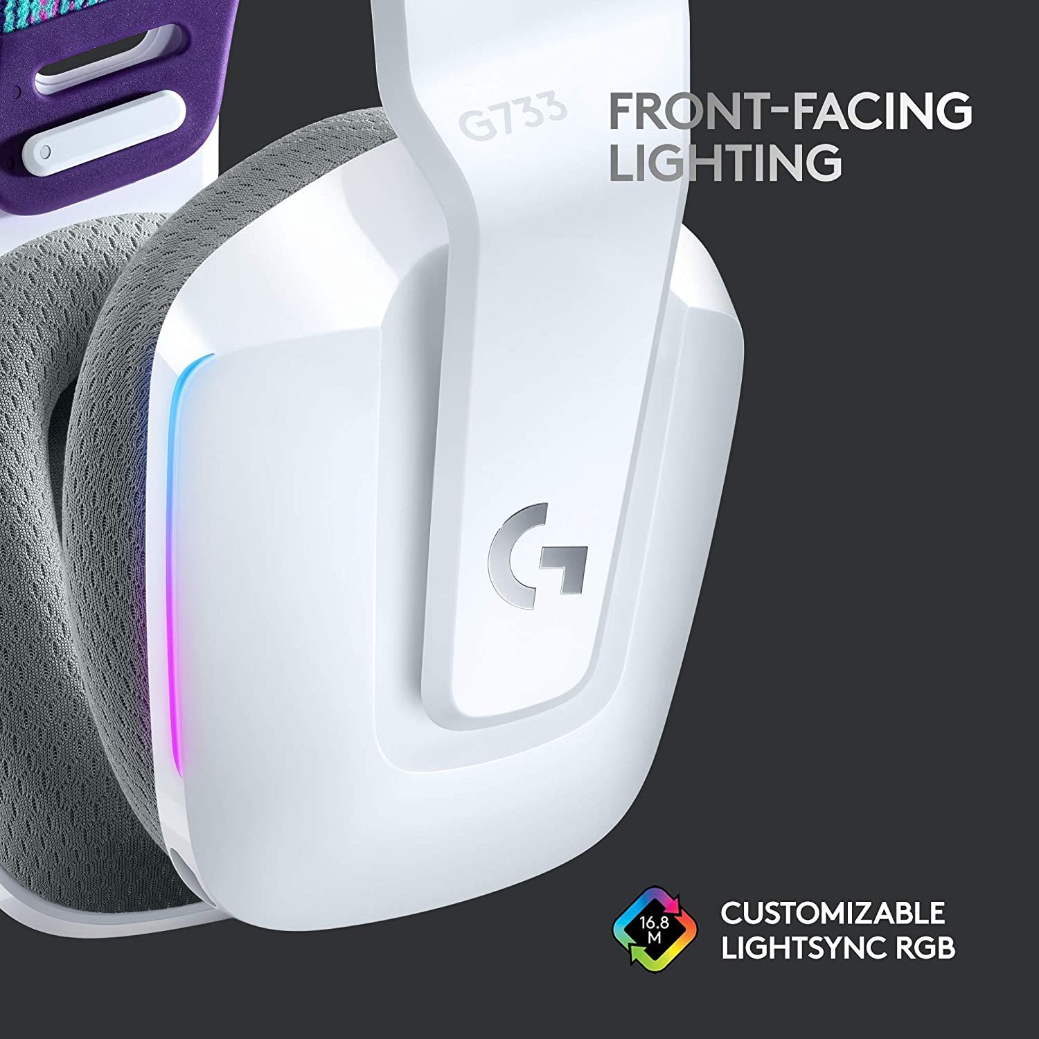 Logitech G733 LIGHTSPEED Wireless RGB Gaming Headset - White on PC, PS4