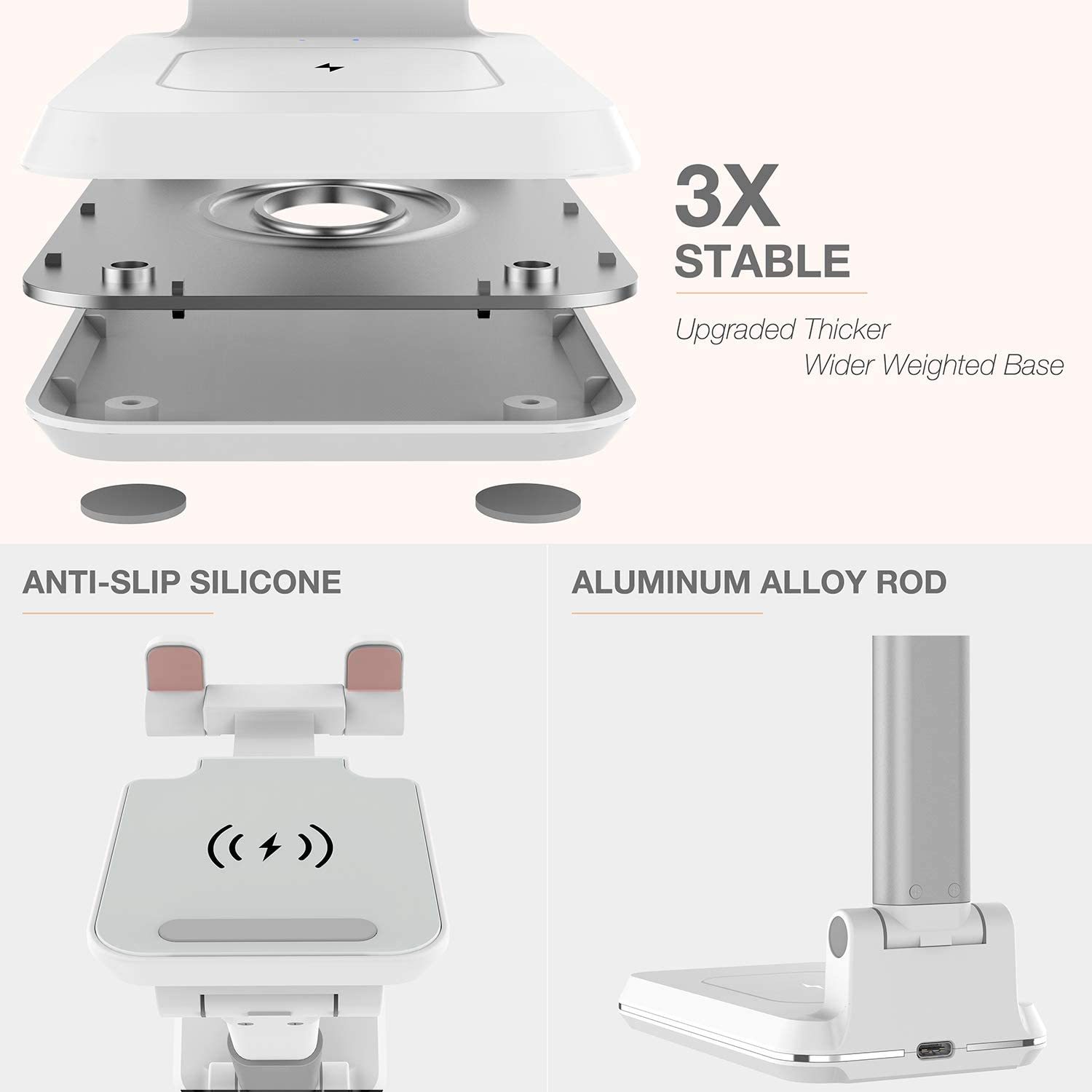 2-in-1 Dual Wireless Charging Stand - White image