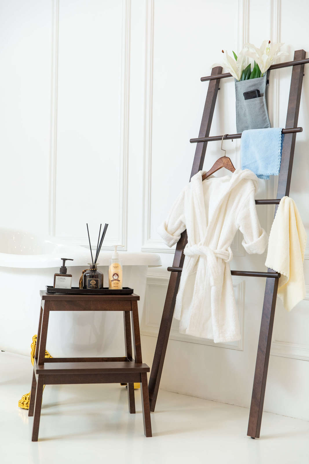 Buy Solid Birch Wood Bathroom Towel Stand at Mighty Ape NZ