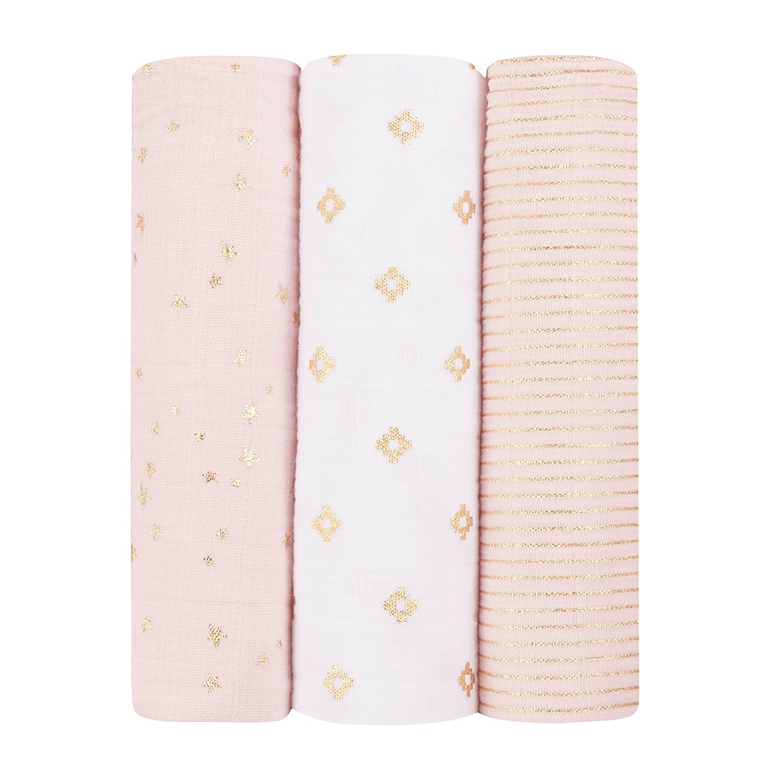 Aden + Anais: Metallic Dream Swaddle - Primrose (3 Pack Swaddling Wraps)