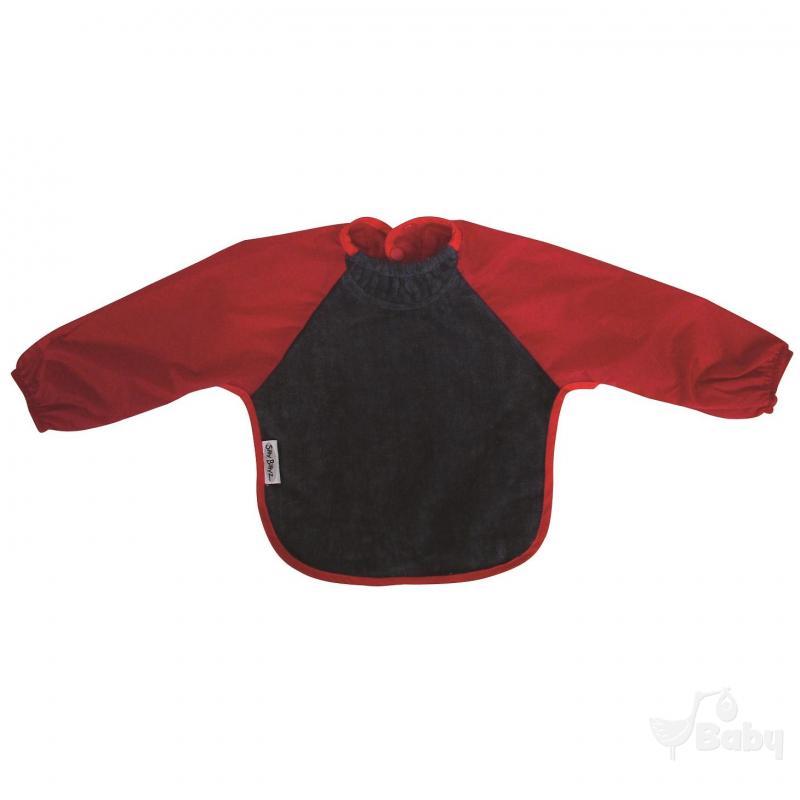 Silly Billyz Towel Long Sleeve Baby Bib - Small (Navy/Red) image