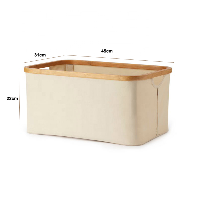 Bamboo Foldaway Storage Laundry Basket - Cream image