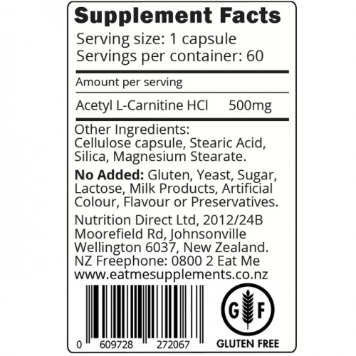 Eat Me Acetyl L-Carnitine 60 Capsules 500mg image
