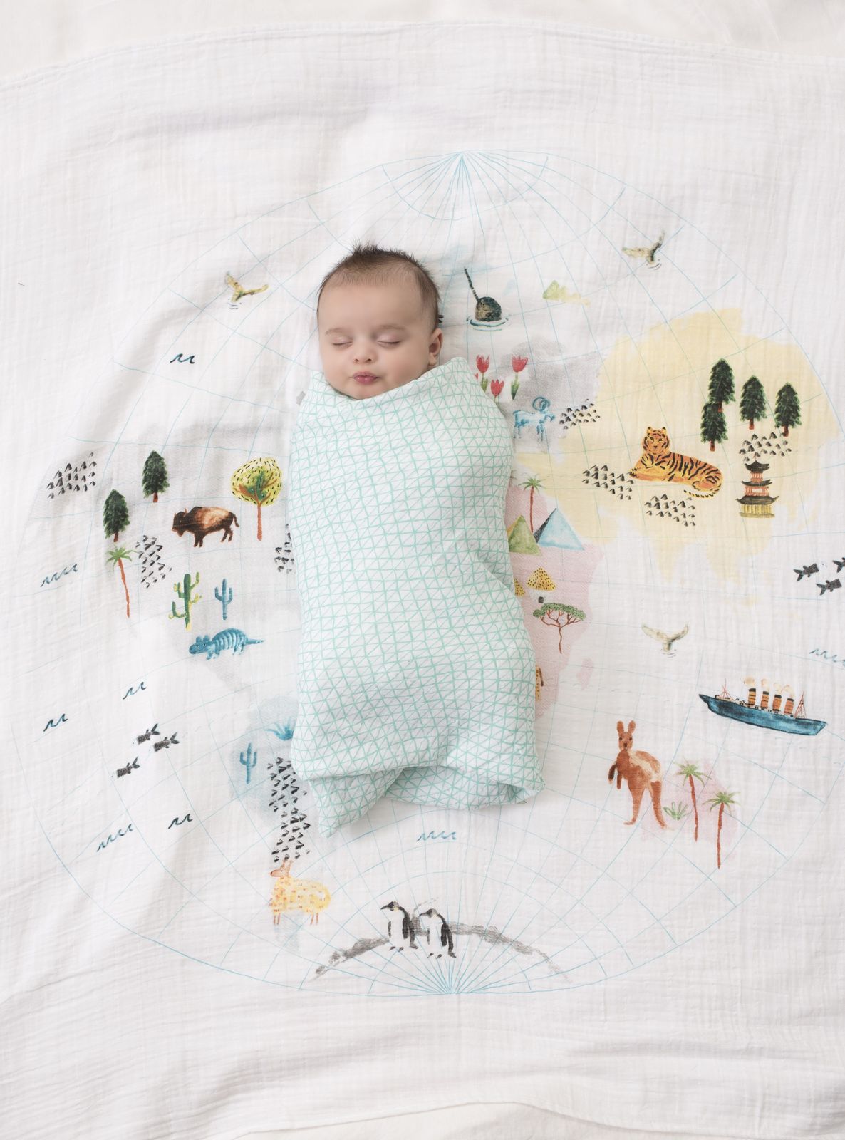 Aden + Anais: Classic Swaddle - Around The World - Map (Single) image