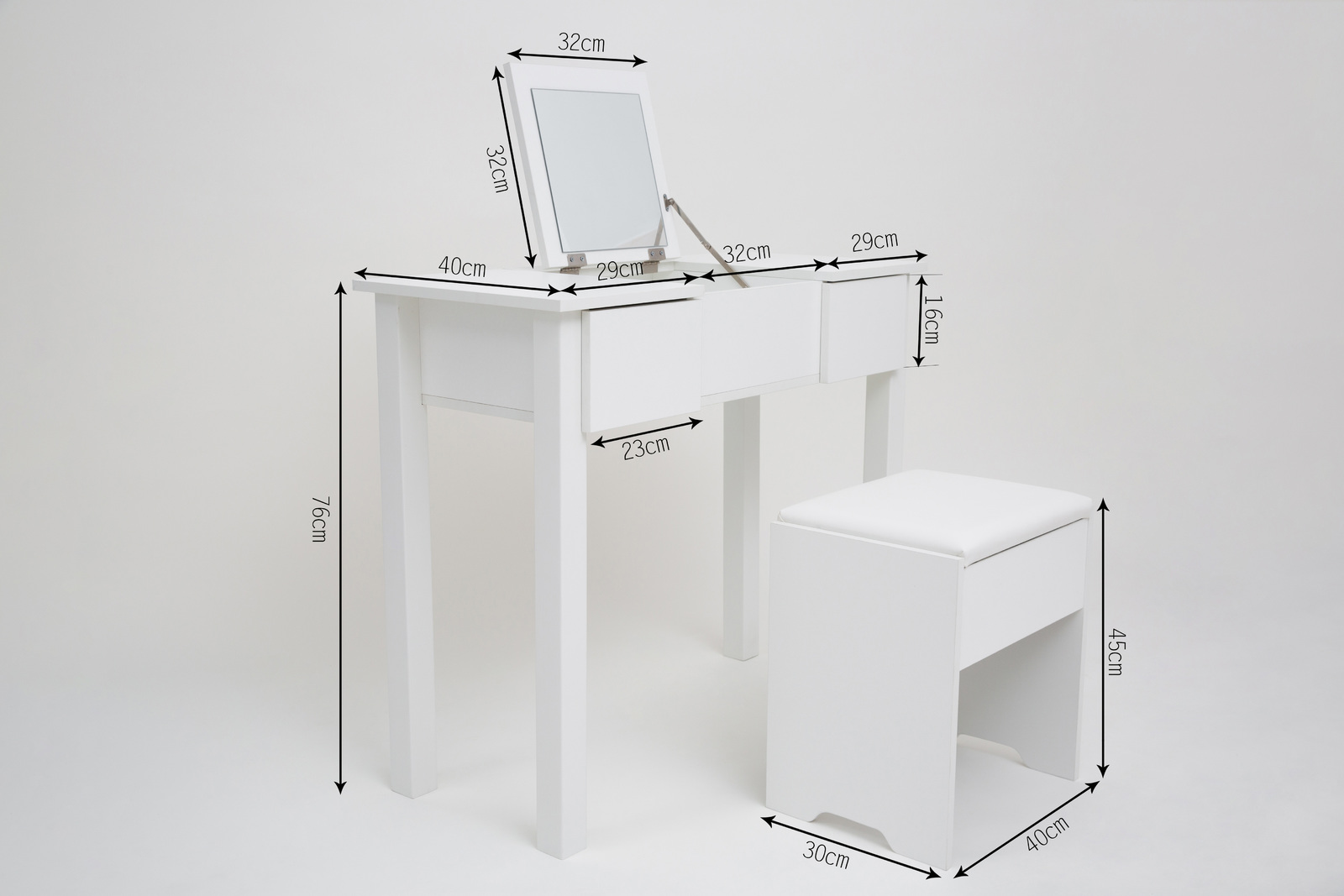 Dressing Table Set with Mirror & Stool image