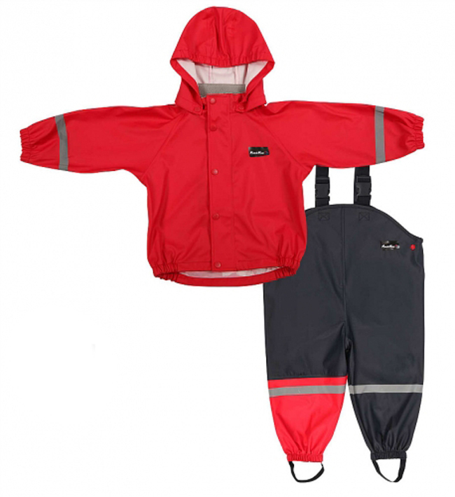 Mum 2 Mum Rain Wear Jacket and Overalls - Red (2 Years)