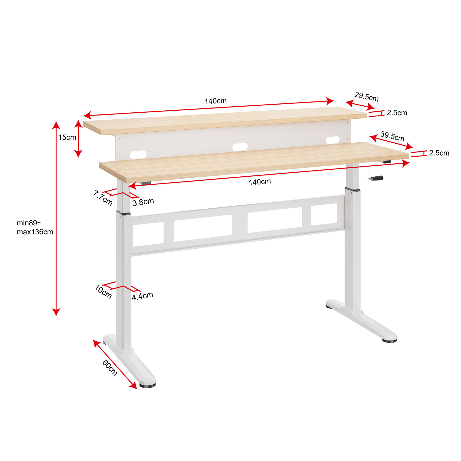 Buy Sit Stand Split Desk White/Oak ( 5 Year Warranty ) at Mighty Ape NZ