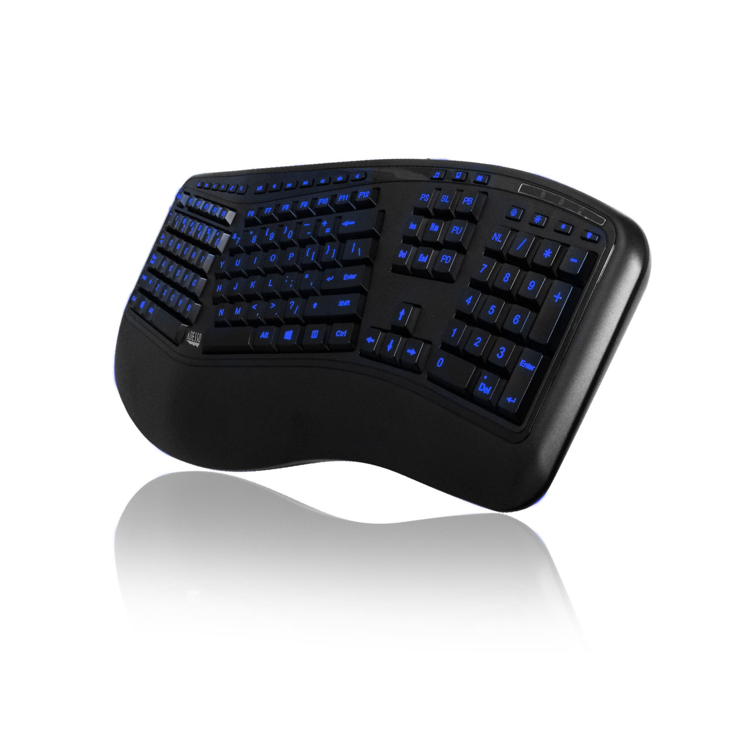 Adesso: Wired Tru-Form 150 – 3-Color Illuminated Ergonomic Keyboard