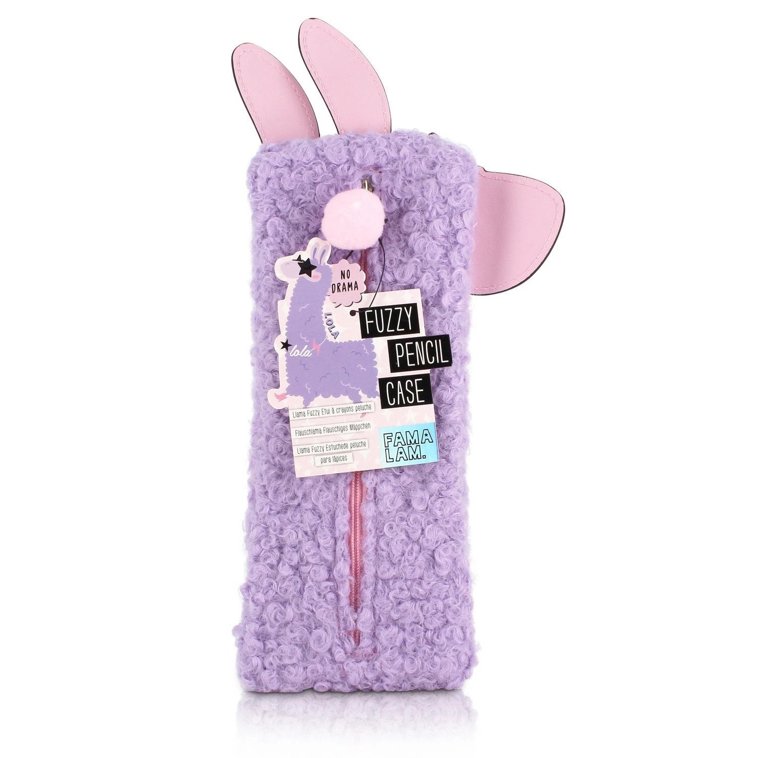 NPW: Famalam Furry Llama Pencil Case with Pom Pom Zipper image