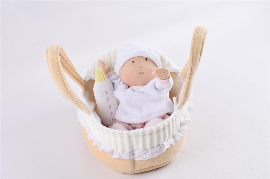 Bonikka: Carry Cot with Baby Doll, Bottle & Blanket (23cm) image