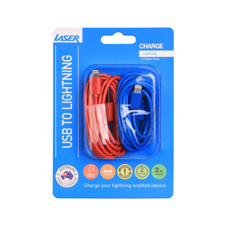 lightning cable twin pack red and blue image