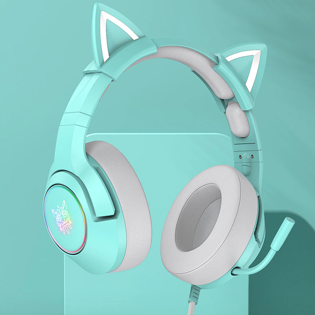 Onikuma K9 Cat Ear Esports Wired Headphones Green Buy Now at Mighty Ape NZ