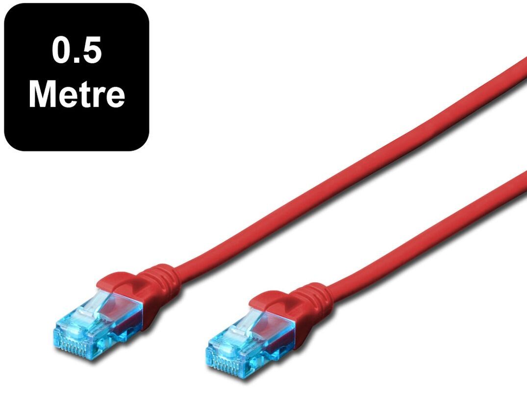 0.5m Digitus UTP Cat5e Network Cable - Red image