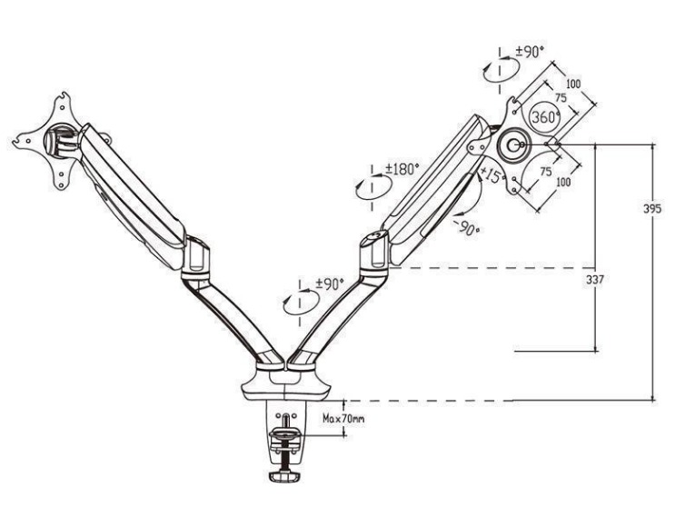 Loctek: DLB502D Dual Monitor Gas Arm Desk Mount (10"-27") image