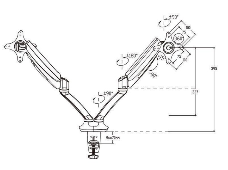 Loctek: DLB502D Dual Monitor Gas Arm - Desk Mount image