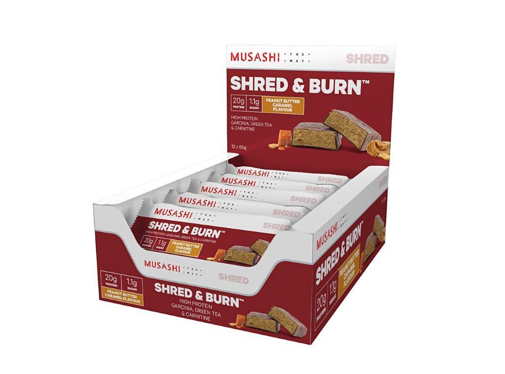 Musashi Shred & Burn Protein Bars - Peanut Butter Caramel (12x60g) image