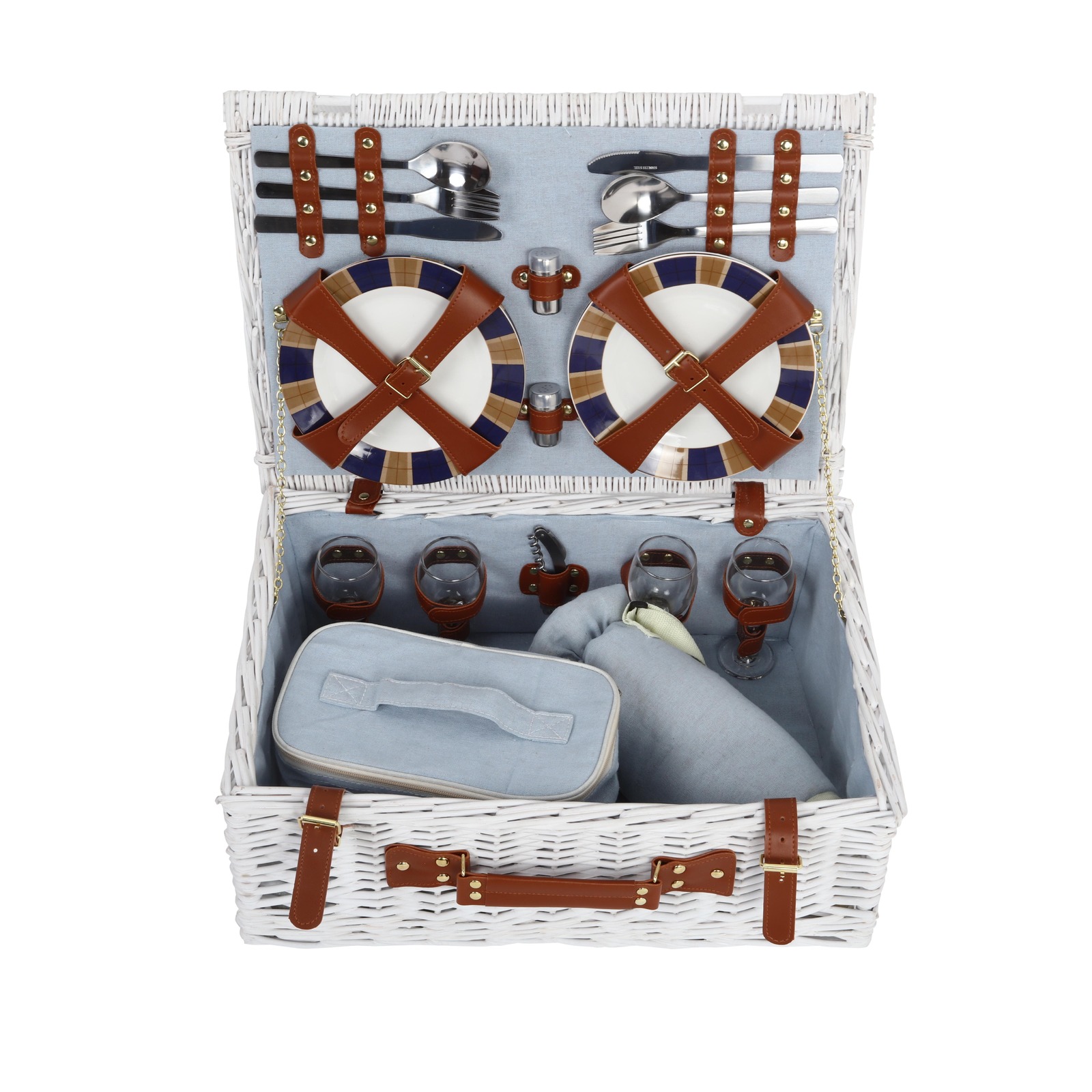 Sherwood Ascot Wicker Picnic Basket 4 Person White at Mighty Ape NZ