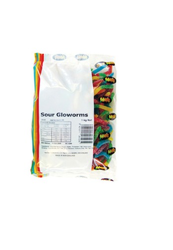 Rainbow Confectionery Sour Gloworms Lollies Bulk Bag 1kg image