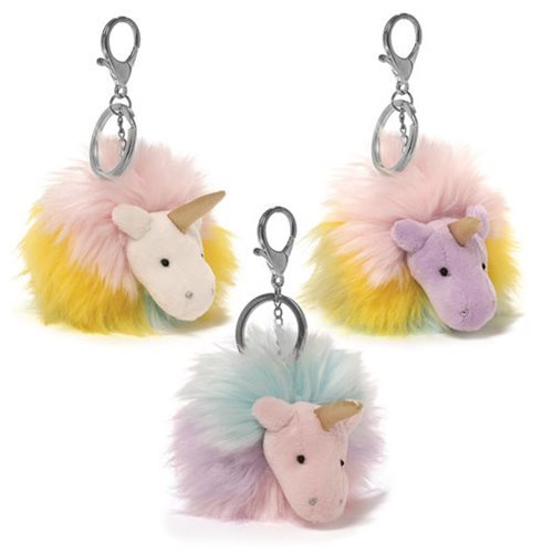 Unicorn Rainbow Poofs - Plush Key Chain (White)