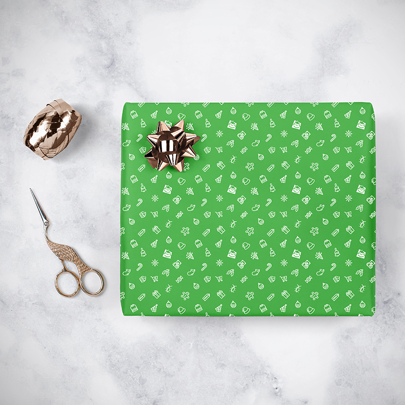 Gorilla Gift: Wrapping Paper - Christmas Green image