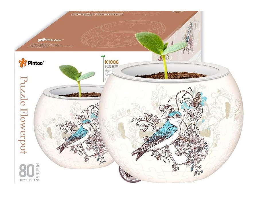 Pintoo: 80-Piece Puzzle Flower Pot - Singing Birds & Flowers image