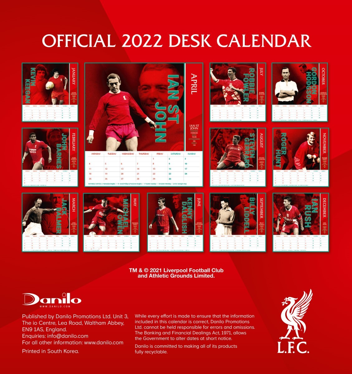 Liverpool Schedule 2022 Buy Liverpool - 2022 Desk Calendar At Mighty Ape Australia
