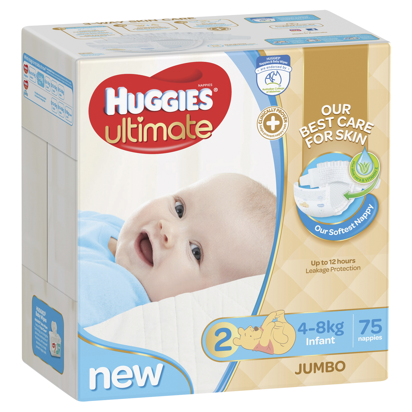 Huggies Ultimate Nappies: Jumbo Pack - Infant Boy 4-8kg (75)