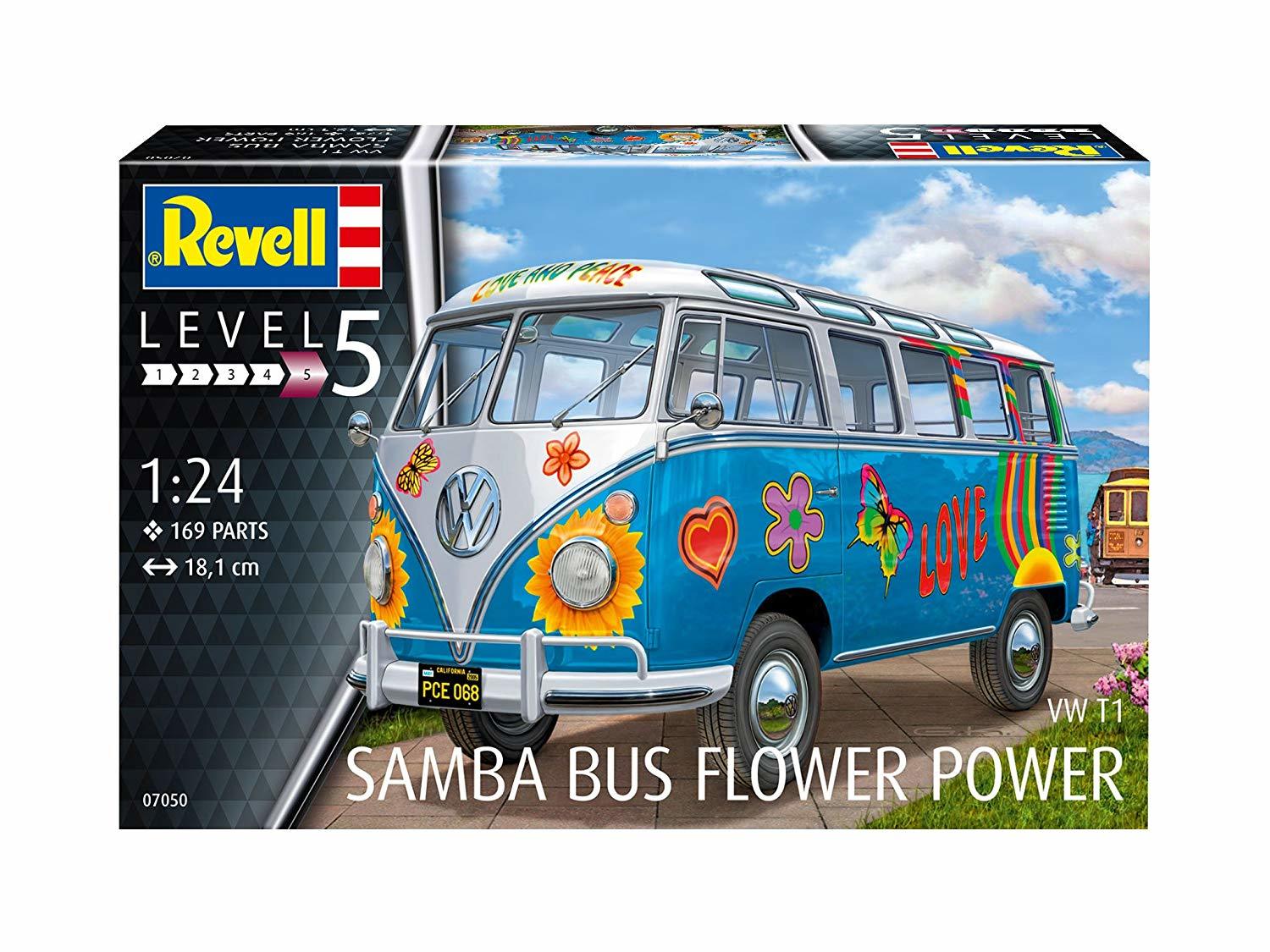 Revell 1/24 VW T1 Samba (Combi) Bus "Flower Power" - Scale Model Kit