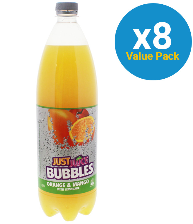 Just Juice Bubbles Orange & Mango 1.25L (8 Pack) at Mighty Ape NZ