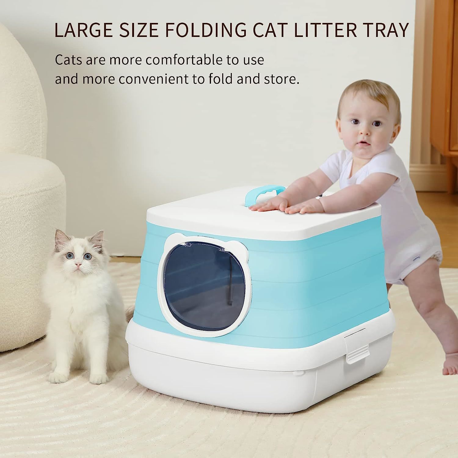 Buy Zoomies Foldable Large Portable Litter Box Cyan at Mighty Ape NZ