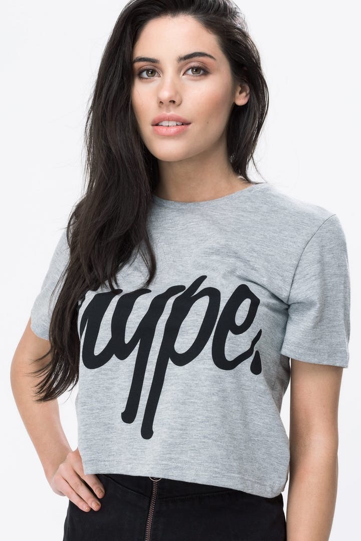 Just Hype: Script Women's Crop T-Shirt Grey - 12 image