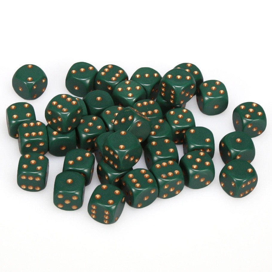 Chessex: D6 Opaque Cube Set (12mm) - Dusty Green/Copper