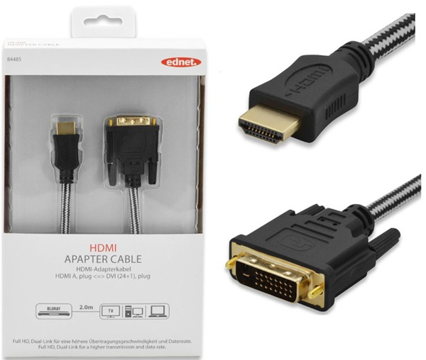 Ednet HDMI Type A (M) to DVI-D (M) Monitor Cable (2m) image