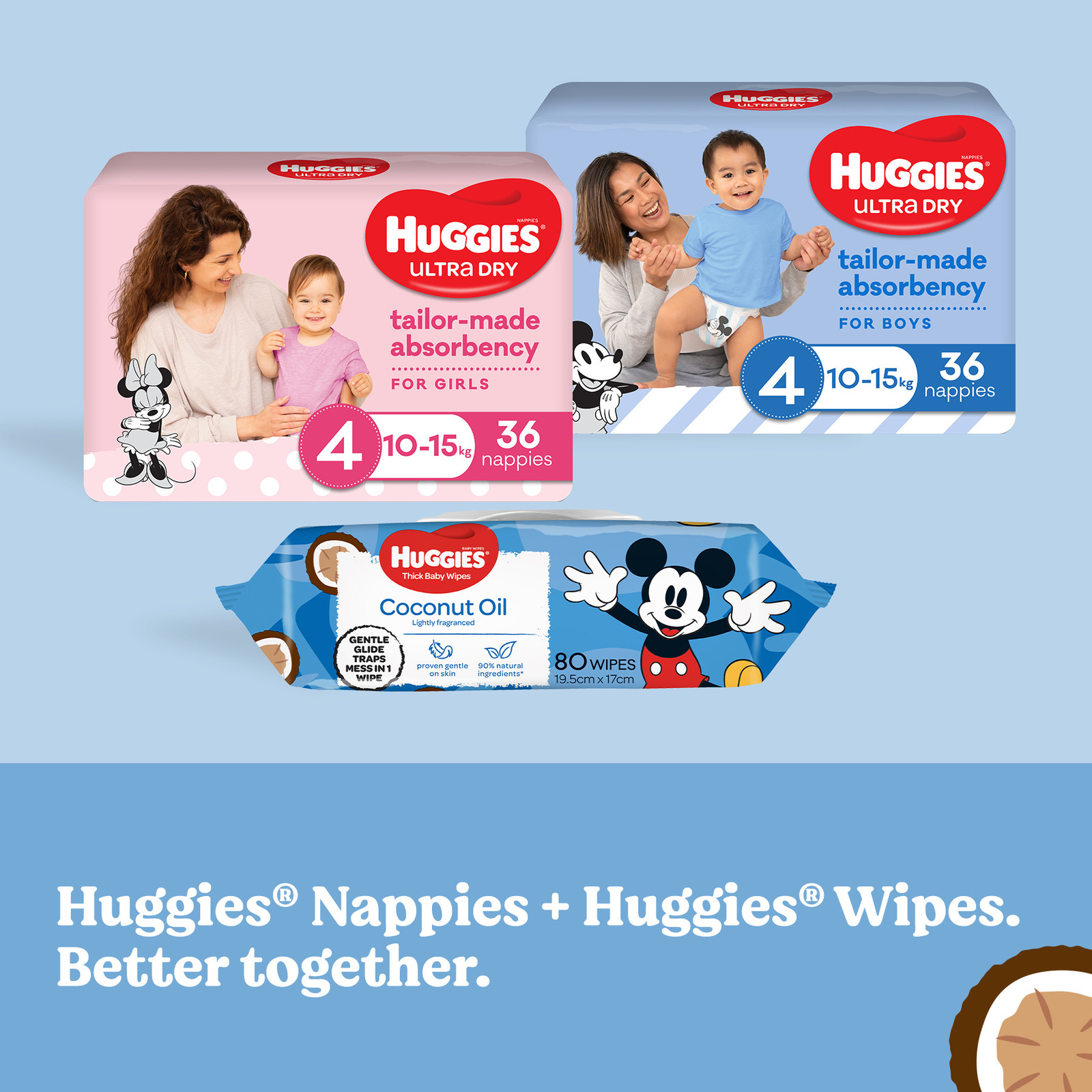 Buy Huggies Baby Wipes Coconut Oil (80 Wipes) at Mighty Ape NZ