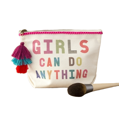 Natural Life: Canvas Cosmetic Pouch - Girls Can Anything image