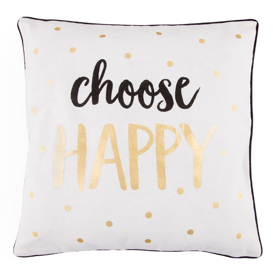 Metallic Monochrome Choose Happy Cushion image
