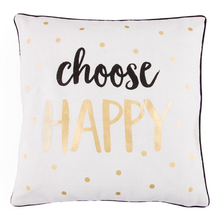 Metallic Monochrome Choose Happy Cushion