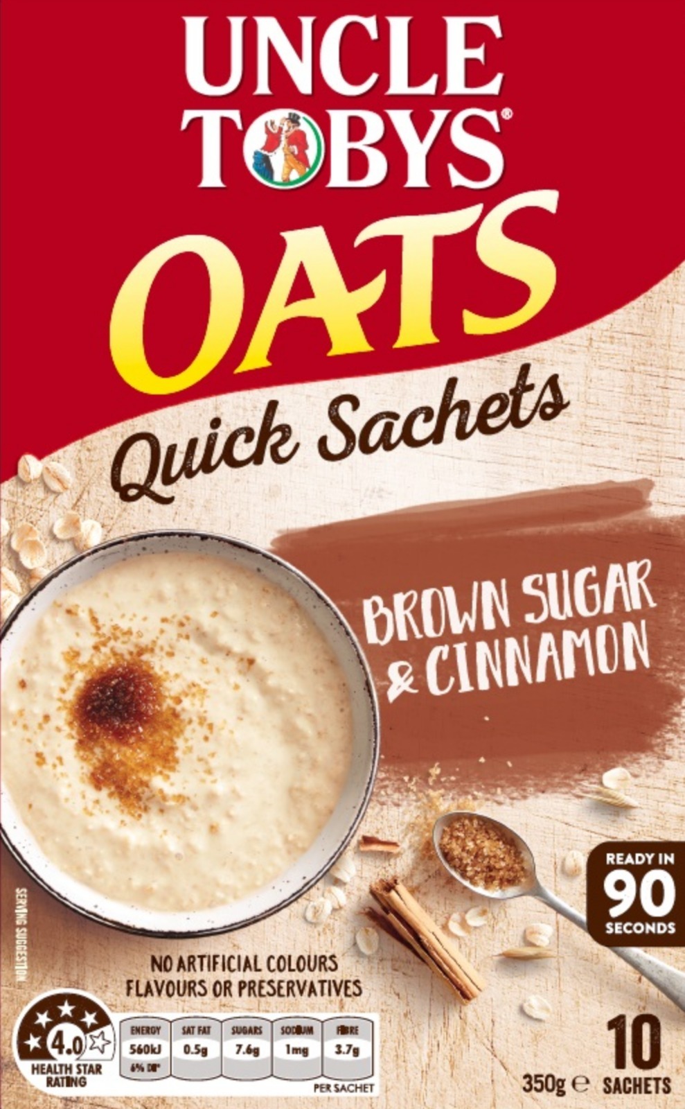 Uncle Tobys Oats (Brown Sugar & Cinnamon, 350g) 5pk image