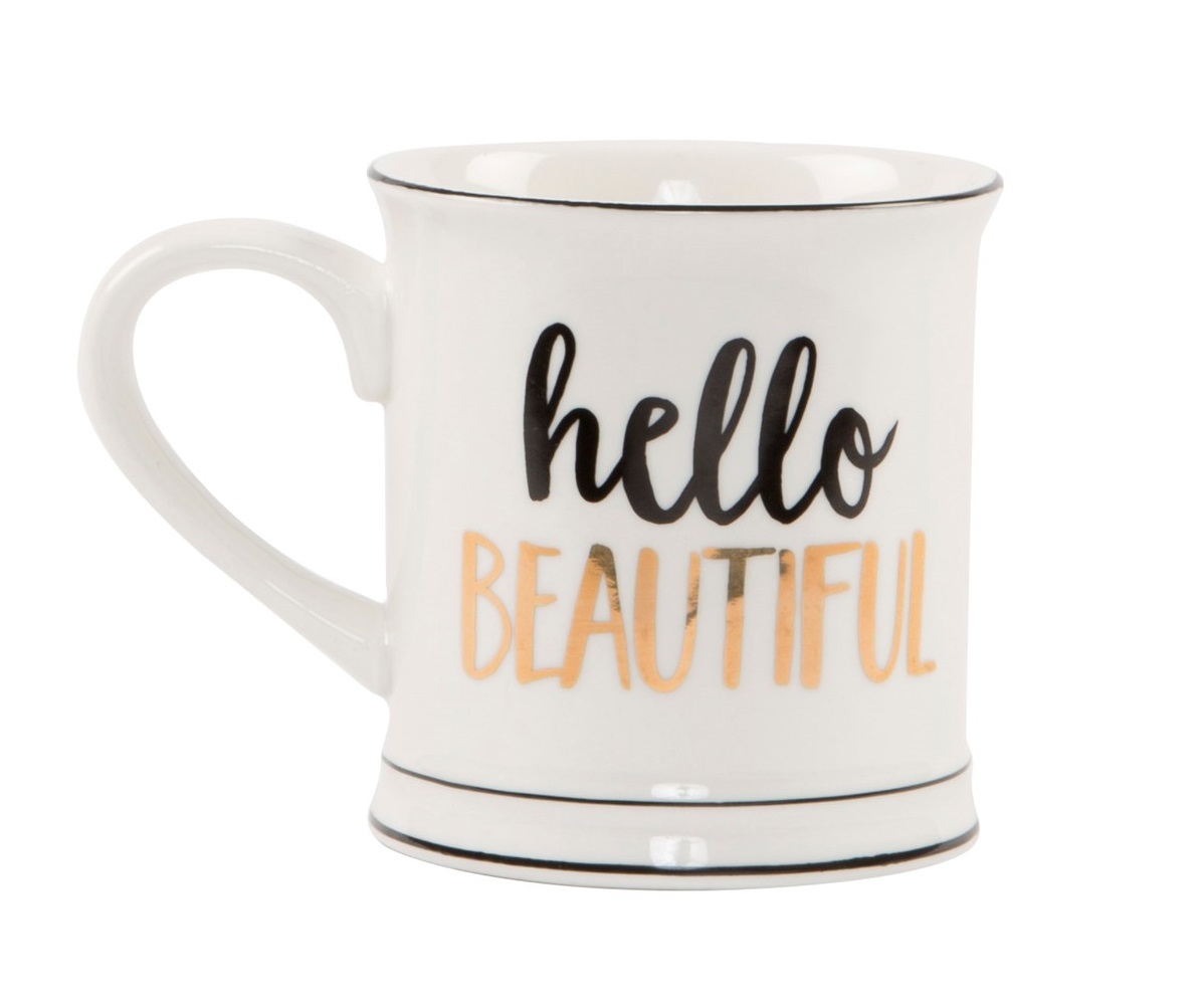 Hello Beautiful - Metallic Monochrome Mug image