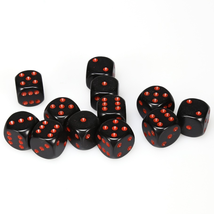 Chessex: D6 Opaque Cube Set (16mm) - Black/Red image