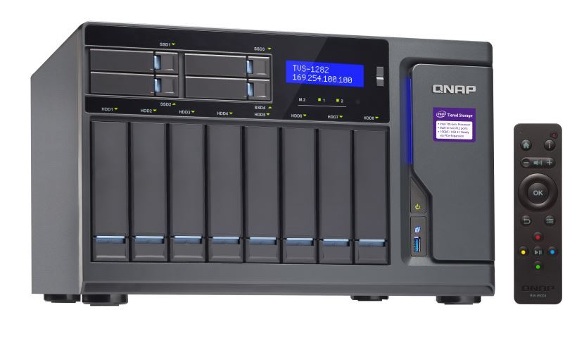 QNAP TVS-1282-I3-8G NAS,8+4+2 X M.2 SLOT(DISKLESS),8GB,I3-6700,USB,GbE(4),HDMI,TWR, 2YR image