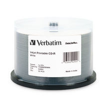 Verbatim CD-R 700MB 50Pk White Inkjet 52x Azo image