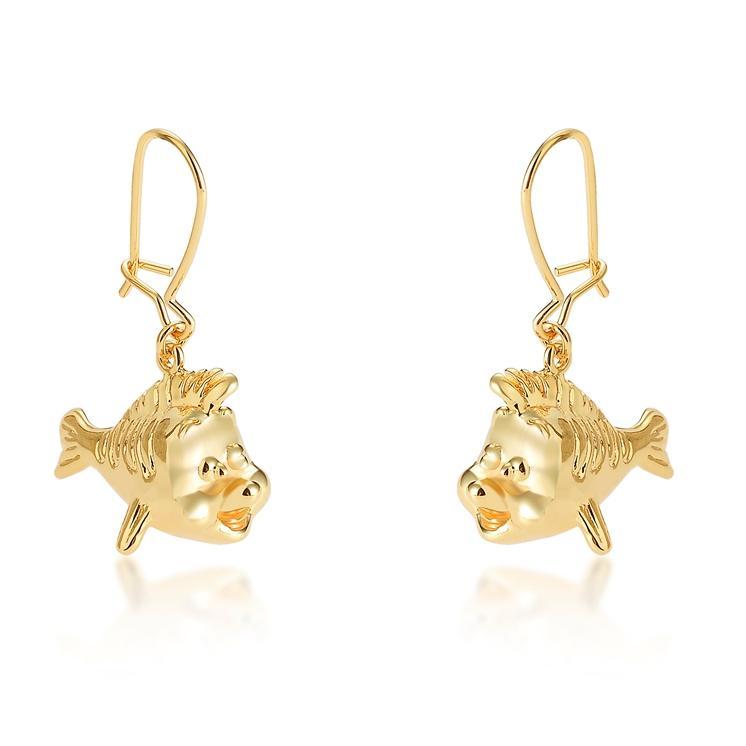 Couture Kingdom: Disney - Princess Ariel Flounder Hook Earrings (Yellow Gold)