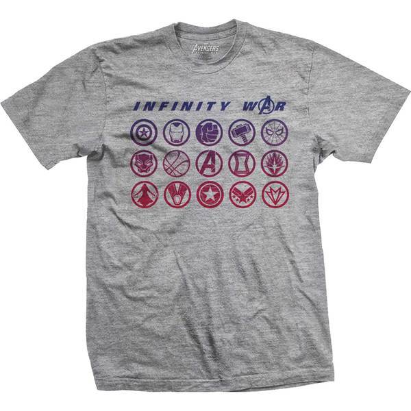 Avengers Infinity War All Icons Blend Mens Grey TS: Large image