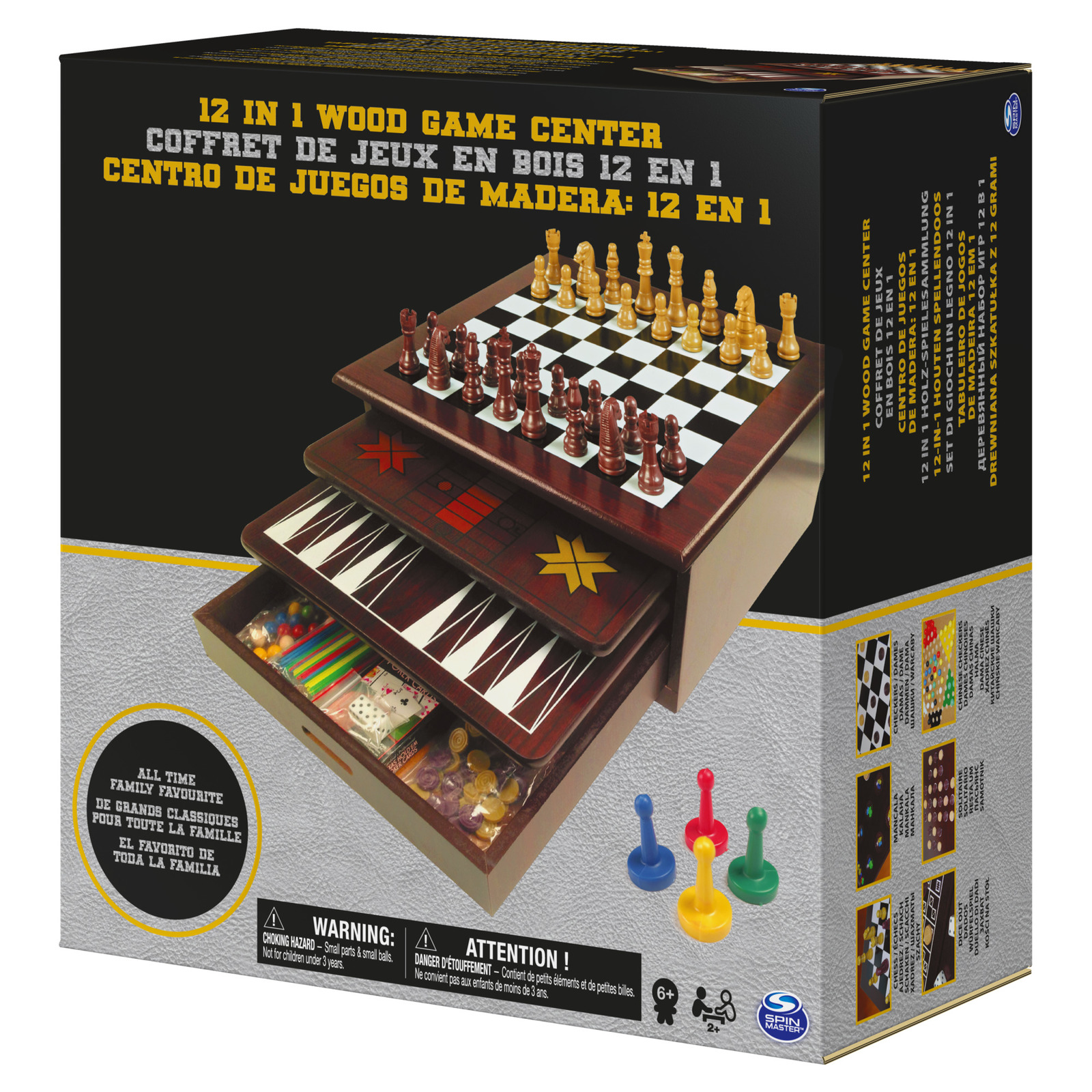 Classic Wood 12 in 1 Game Centre Black & Gold image
