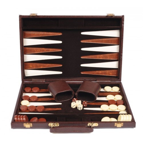 Backgammon 15" Alligator Skin Case - Brown image