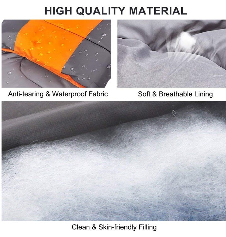 High Quality Envelope Hooded Sleeping Bag with Carry Bag - Orange/Dark Grey image