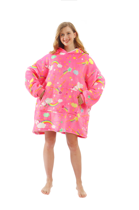 Printed Cuddle Hoodie Blanket Rainbows & Stars at Mighty Ape NZ