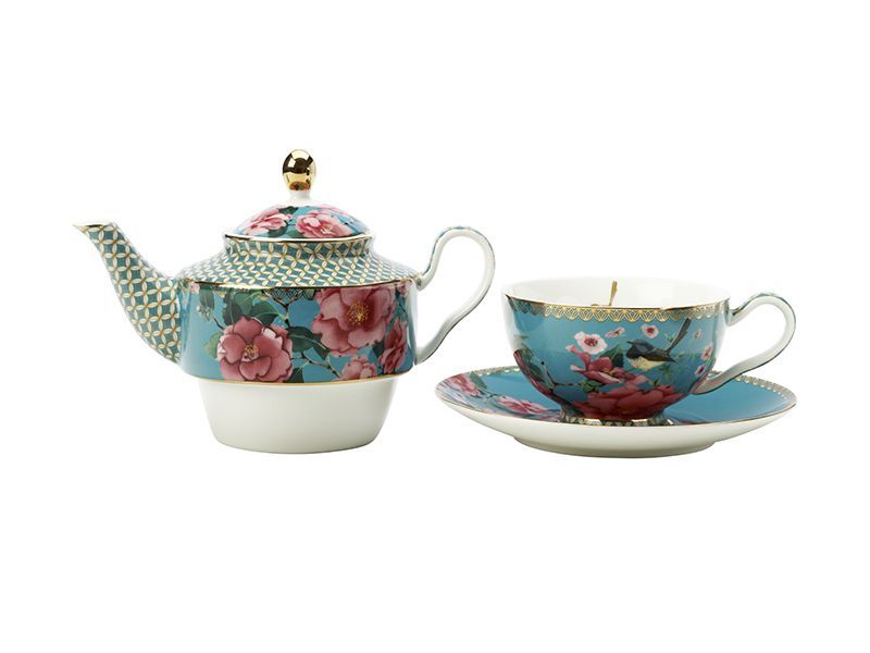 Teas & C's Silk Road Teapot Tea for One with Infuser 1L in Aqua main image 0