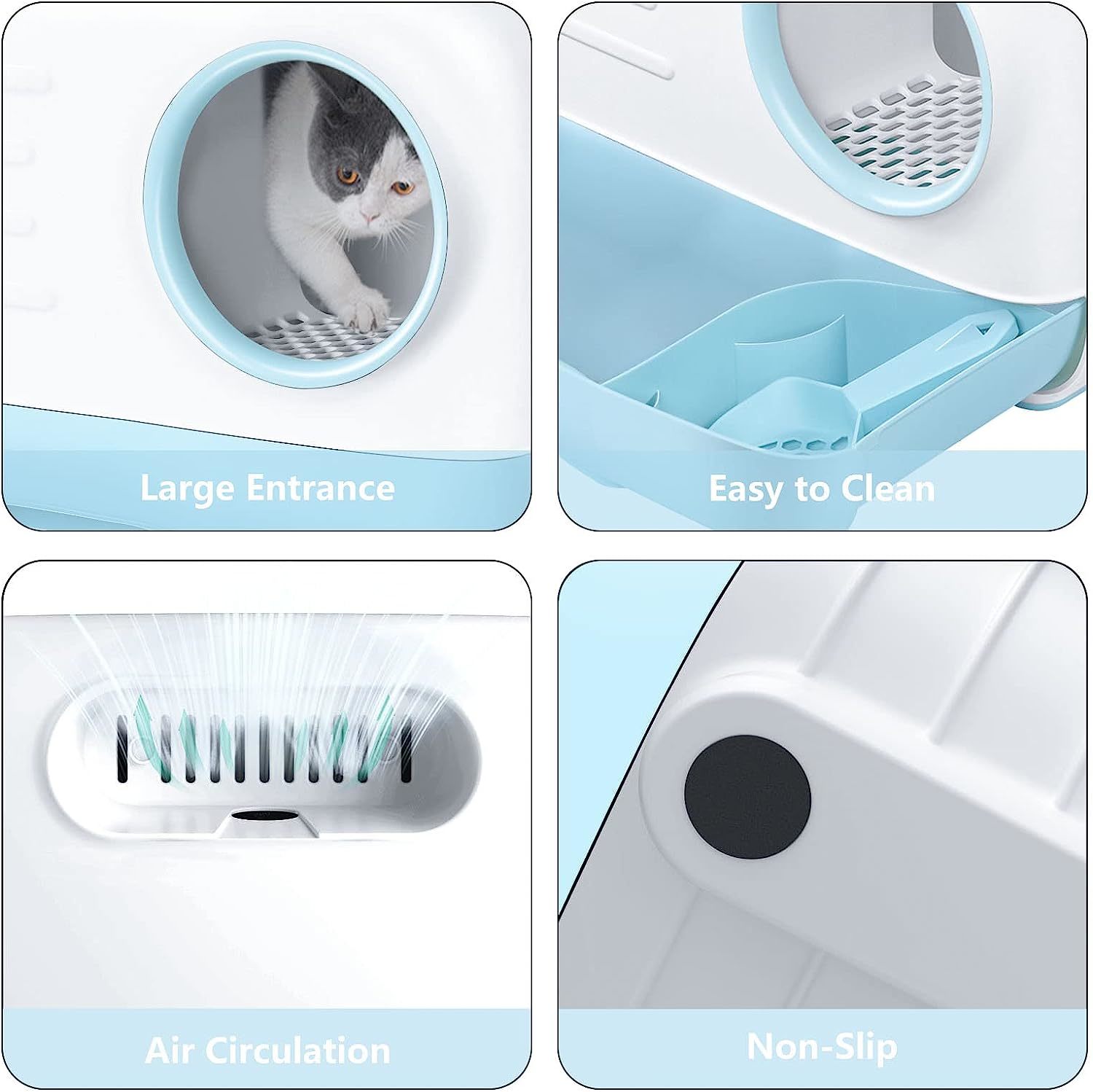 Buy Zoomies Fully Enclosed Cat Litter Box Blue at Mighty Ape NZ